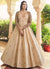 Beige Golden Sequence Embroidered Anarkali Gown With Jacket