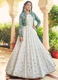Off White Sequence Embroidered Anarkali Gown With Jacket