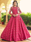 Hot Pink Sequence Embroidered Anarkali Gown With Jacket