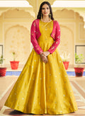 Yellow Sequence Embroidered Anarkali Gown With Jacket