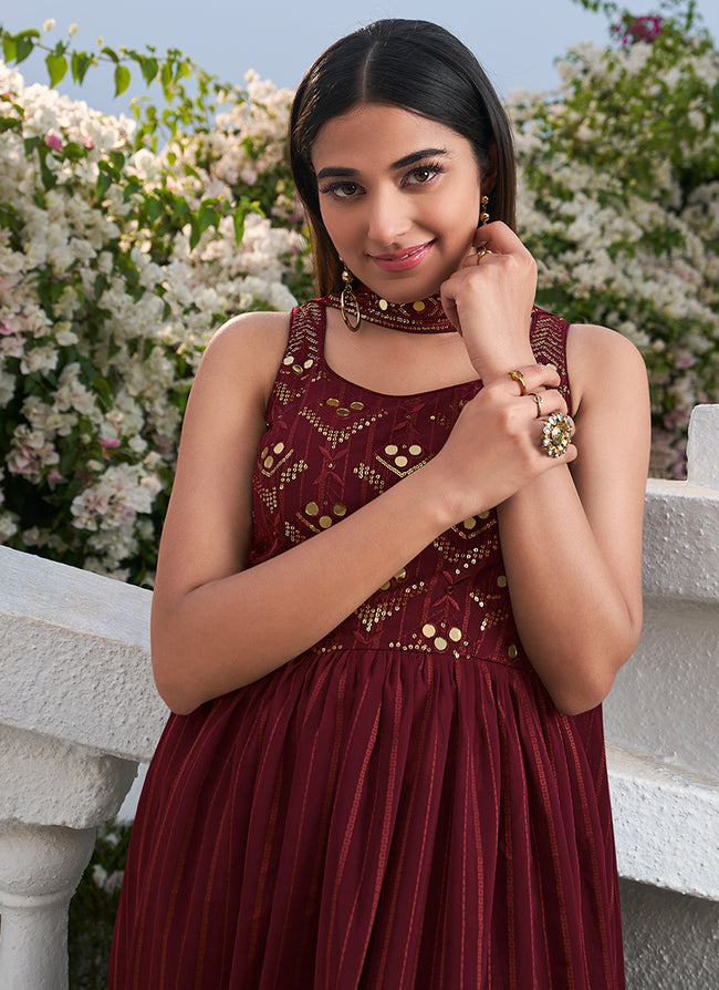 Sleeved Off-the-shoulder Burgundy Lace Formal Gown - Xdressy