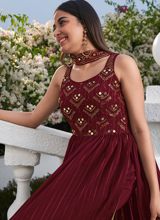 Long Burgundy Engagement Dress ABU1333 | Abiyefon.com