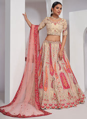 Beige Multi Embroidery Designer Wedding Lehenga Choli