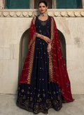 Dark Blue Sequence Embroidery Wedding Anarkali Suit