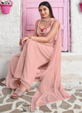 Peach Sequence Embroidered A-Line Palazzo Suit In USA UK Canada