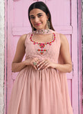 Peach Sequence Embroidered A-Line Palazzo Suit In USA