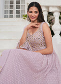 Lavender Mirror Work Embroidered Jacquard Anarkali Suit In USA UK Australia