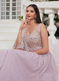 Lavender Mirror Work Embroidered Jacquard Anarkali Suit In USA UK