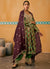 Green And Wine Embroidered Velvet Kurta Pant Suit