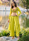 Lime Green Multi Embroidered Jacket Style Co-Ord Set