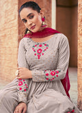 Grey Anarkali Palazzo Suit In Usa Uk