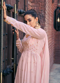 Pink Sequence And Thread Embroidery Anarkali Palazzo Suit In Usa uk canada