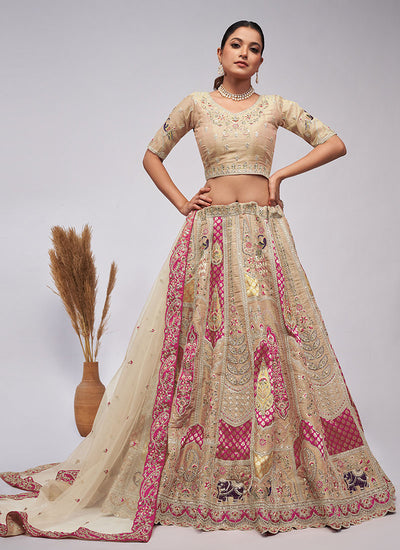 Ivory Multi Embroidery Wedding Lehenga Choli