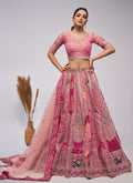 Pink Multi Embroidery Wedding Lehenga Choli