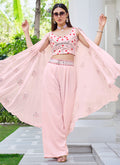 Light Pink Mirror Work Co-Ord Palazzo Set In USA