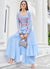 Light Blue Mirror Work Embroidery Cape Style Co-Ord Palazzo Set