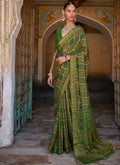 Green Multi Printed Brasso Silk Saree