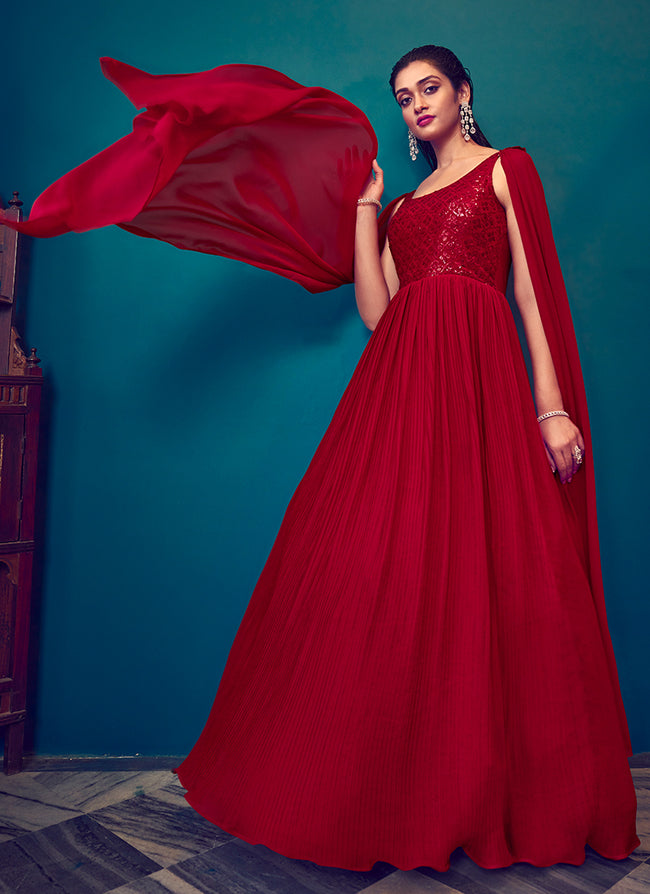S4U KP 005 Red Georgette/Silk Classy Design Gown In Single And Full  Catalouge- Kitty Party – Vijaylakshmi Creation – Handloom House & Branded  Women Apparels
