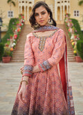 Peach Grey Anarkali Gown In USA