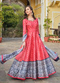 Red And Blue Khatli Anarkali Gown In USA Canada