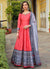 Red And Blue Khatli Embroidered Traditional Anarkali Gown