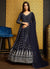 Blue Golden Foil Printed Anarkali Gown With Dupatta