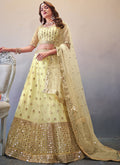 Yellow Mirror And Sequence Embroidery Wedding Lehenga Choli