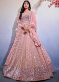 Light Pink Sequence Embroidery Wedding Lehenga Choli