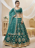 Dark Green Mirror Embroidery Traditional Lehenga Choli