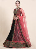 Black Jacquard Multi Thread Embroidery Wedding Lehenga Choli