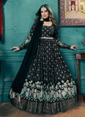 Black Metallic Foil Work Embellished Anarkali Suit