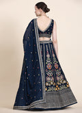 Navy Blue Multi Thread Lehenga Choli In USA