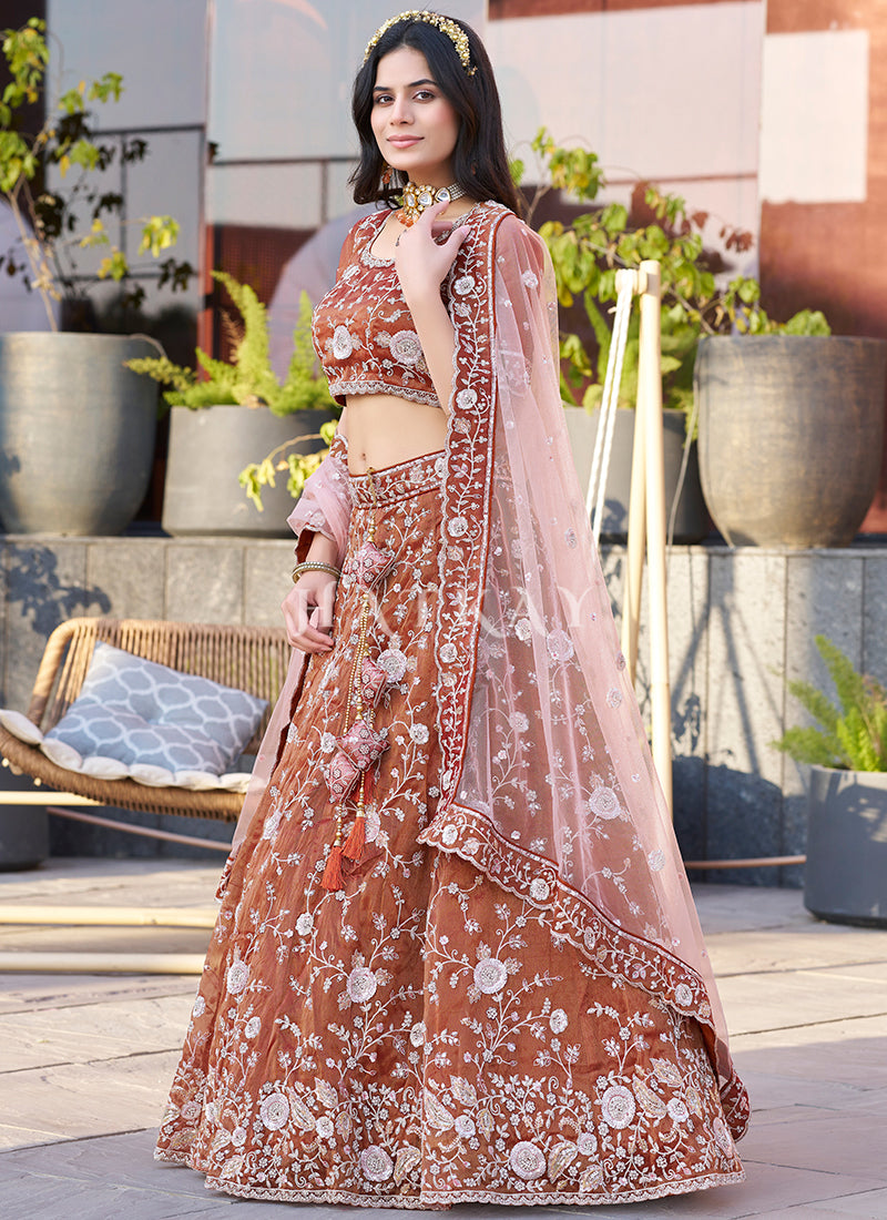 Looking for a Party lehenga online? Buy fashionable and trendy latest Indian designer lehenga available in various patterns at Hatkay.