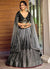 Black Ombré Sequence And Thread Embroidery Wedding Lehenga