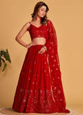 Crimson Red Sequence Embroidery Wedding Lehenga Choli