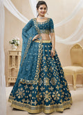 Turquoise Mirror Embroidery Traditional Lehenga Choli