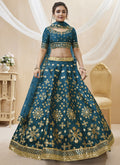 Turquoise Mirror Embroidery Lehenga Choli In USA UK