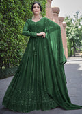 Green Sequence Embroidery Georgette Anarkali Gown