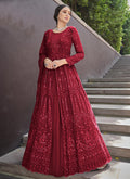 Red Sequence Embroidery Georgette Anarkali Gown