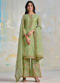 Green Multi Embroidered Wedding Palazzo Suit