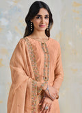 Peach Multi Embroidered Palazzo Suit In USA UK Canada