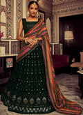 Dark Green Sequence Embroidery Traditional Lehenga Choli
