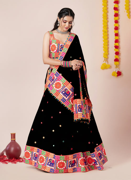Black Multi Embroidered Navratri Lehenga Choli