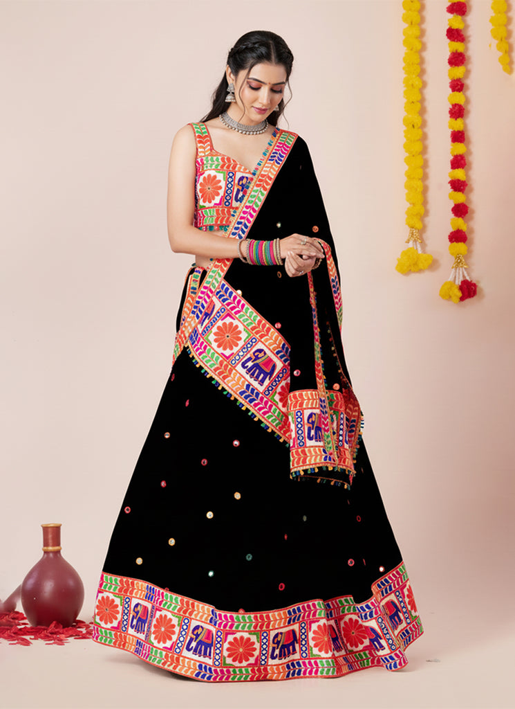 Black Multi Embroidered Navratri Lehenga Choli