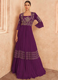 Purple Embroidery Jacket Style Traditional Lehenga Choli