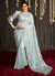 Sky Blue And Grey Embroidered Organza Silk Saree