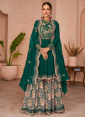 Dark Green Multi Embroidery Traditional Gharara Style Suit