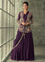 Deep Purple Multi Embroidery Saree Gown With Jacket