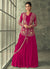 Hot Pink Multi Embroidery Saree Gown With Jacket