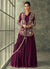 Deep Wine Multi Embroidery Saree Gown With Jacket